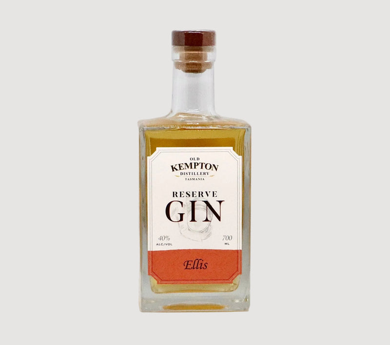 Bottle of Old Kempton Reserve Gin on a white background