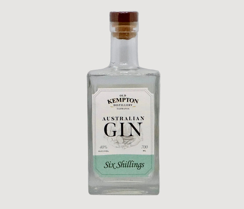 Bottle of Old Kempton Australian Gin on a white background